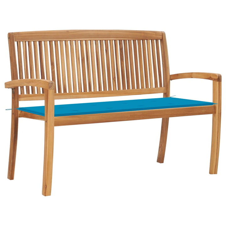 Stapelbar Trädgårdsbänk Med Dyna 128,5 Cm Massiv Teak