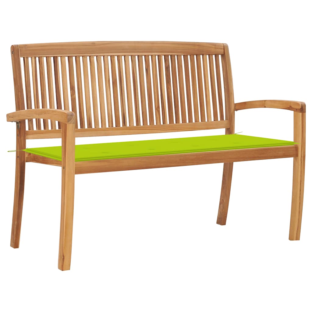 Stapelbar Trädgårdsbänk Med Dyna 128,5 Cm Massiv Teak