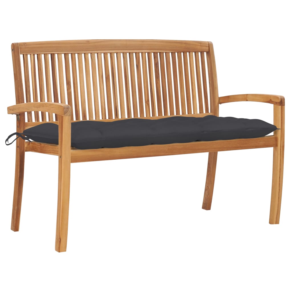 Stapelbar Trädgårdsbänk Med Dyna 128,5 Cm Massiv Teak