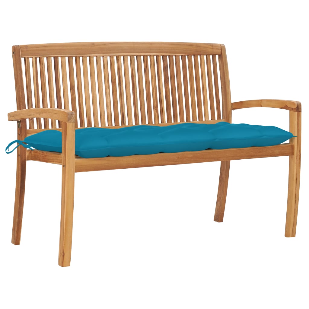 Stapelbar Trädgårdsbänk Med Dyna 128,5 Cm Massiv Teak