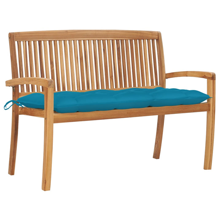 Stapelbar Trädgårdsbänk Med Dyna 128,5 Cm Massiv Teak