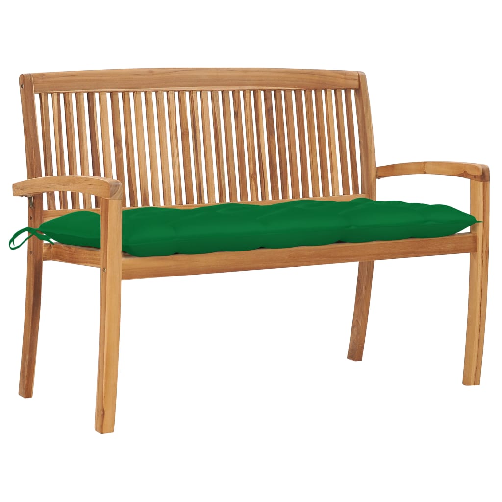 Stapelbar Trädgårdsbänk Med Dyna 128,5 Cm Massiv Teak