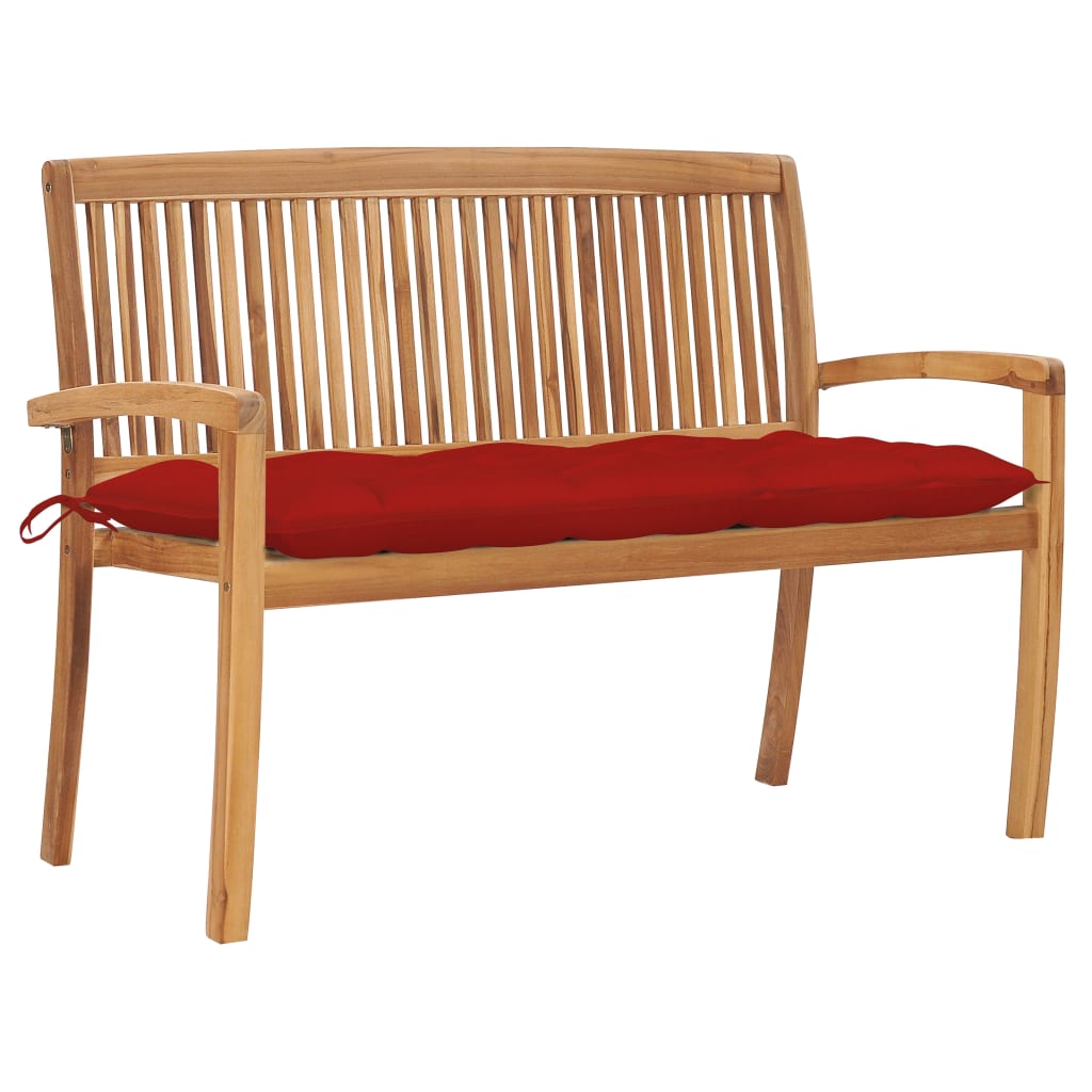 Stapelbar Trädgårdsbänk Med Dyna 128,5 Cm Massiv Teak