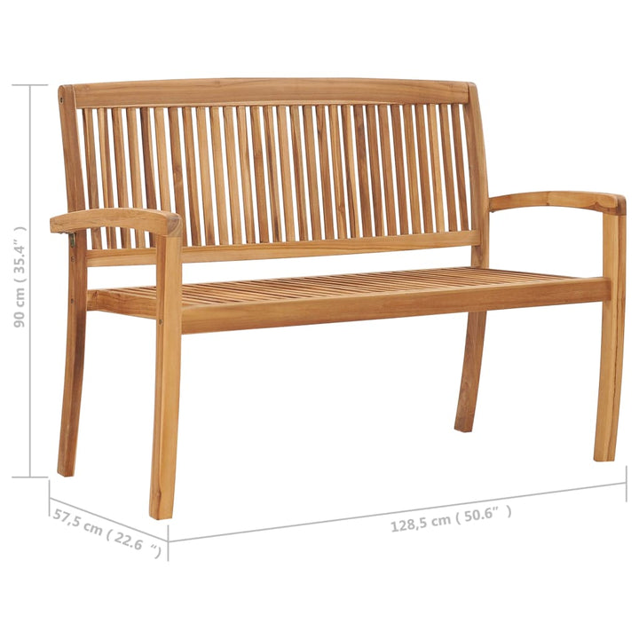 Stapelbar Trädgårdsbänk Med Dyna 128,5 Cm Massiv Teak
