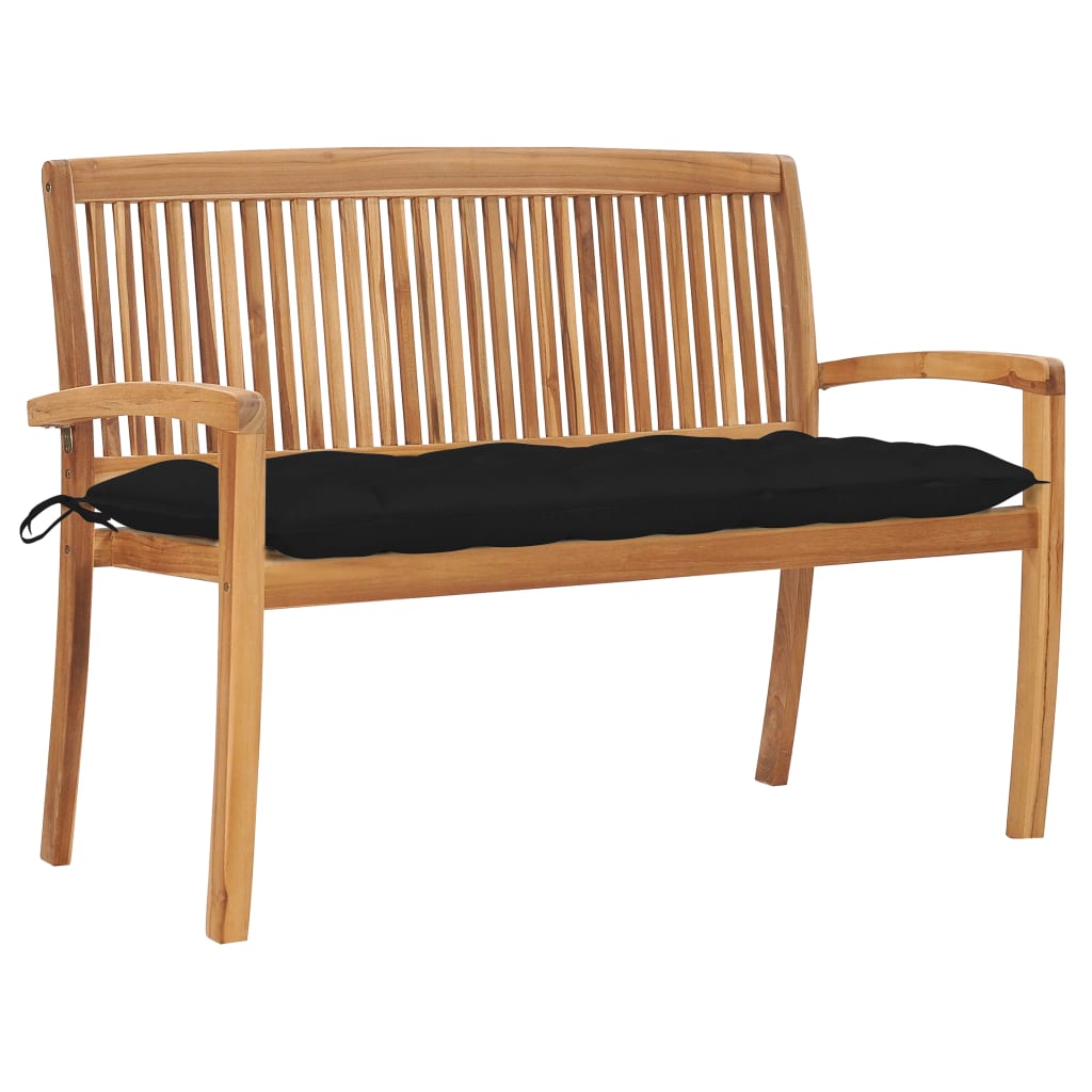 Stapelbar Trädgårdsbänk Med Dyna 128,5 Cm Massiv Teak