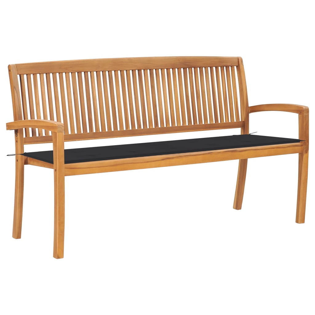 Stapelbar Trädgårdsbänk Med Dyna 159 Cm Massiv Teak