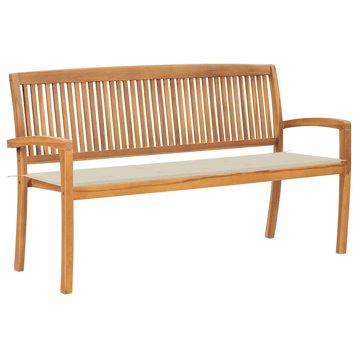 Stapelbar Trädgårdsbänk Med Dyna 159 Cm Massiv Teak