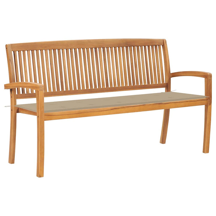 Stapelbar Trädgårdsbänk Med Dyna 128,5 Cm Massiv Teak