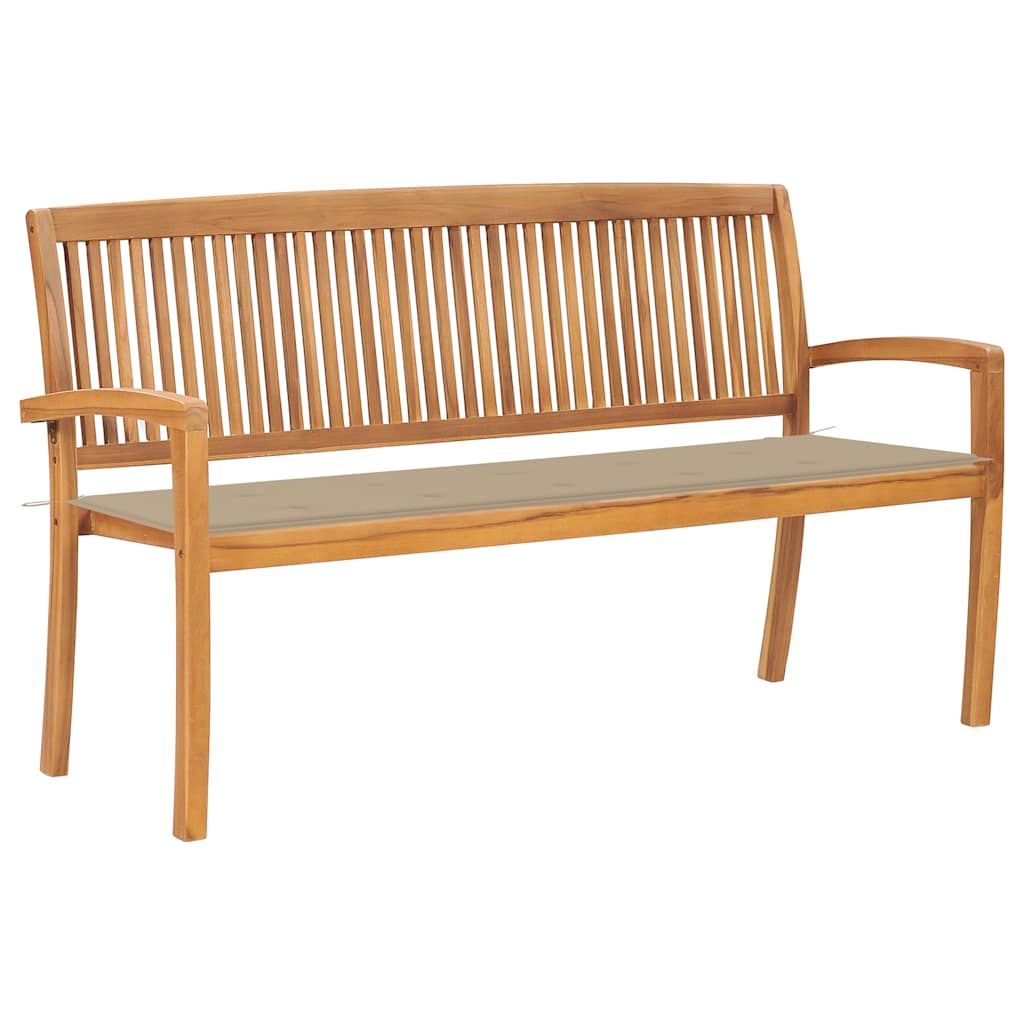 Stapelbar Trädgårdsbänk Med Dyna 128,5 Cm Massiv Teak