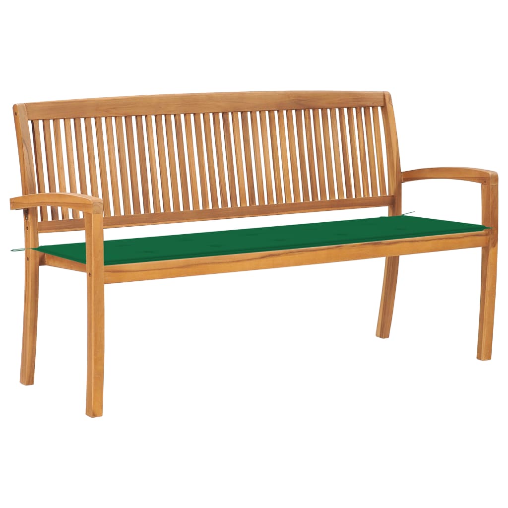 Stapelbar Trädgårdsbänk Med Dyna 159 Cm Massiv Teak