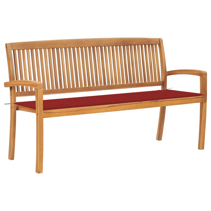 Stapelbar Trädgårdsbänk Med Dyna 159 Cm Massiv Teak