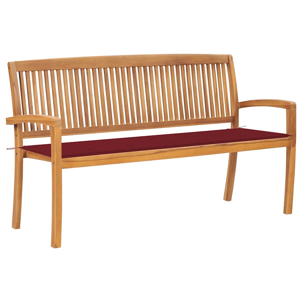 Stapelbar Trädgårdsbänk Med Dyna 159 Cm Massiv Teak