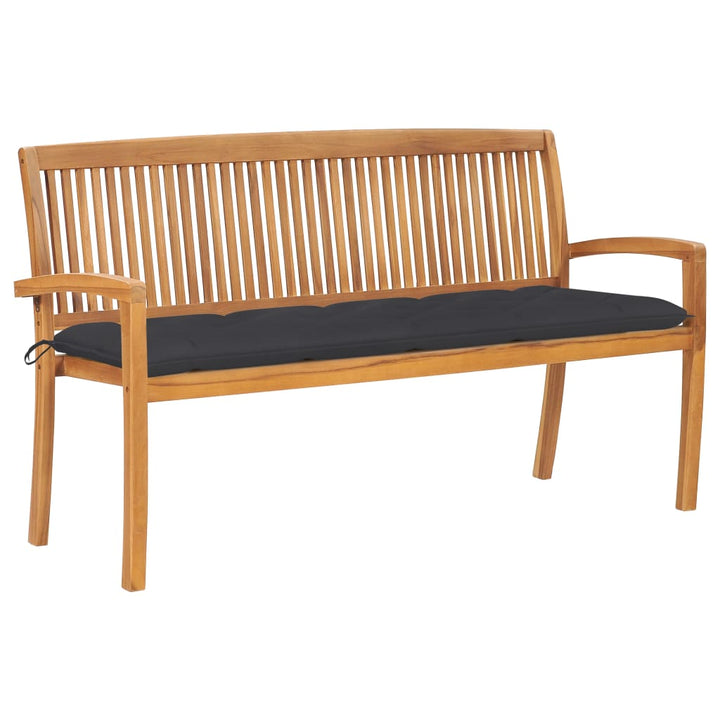 Stapelbar Trädgårdsbänk Med Dyna 128,5 Cm Massiv Teak