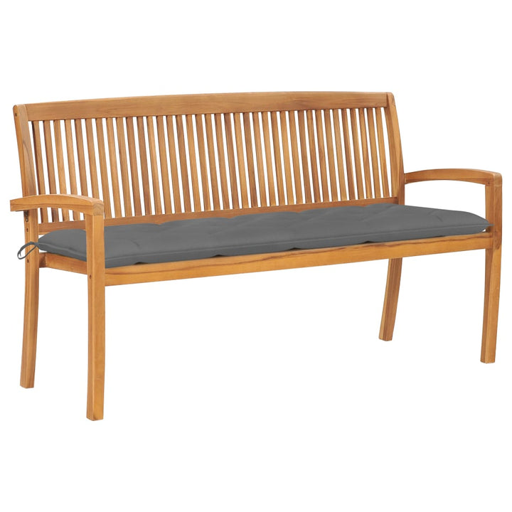 Stapelbar Trädgårdsbänk Med Dyna 128,5 Cm Massiv Teak