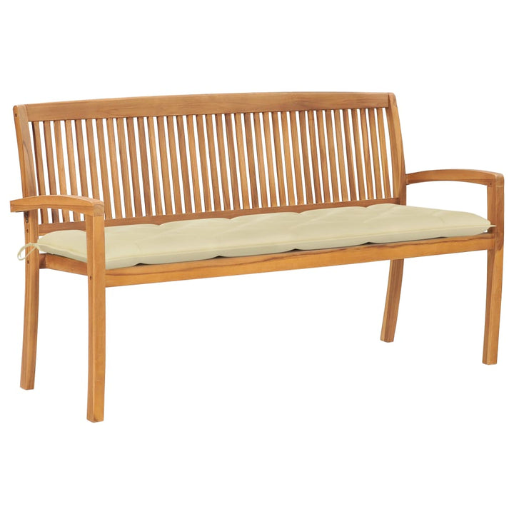 Stapelbar Trädgårdsbänk Med Dyna 128,5 Cm Massiv Teak