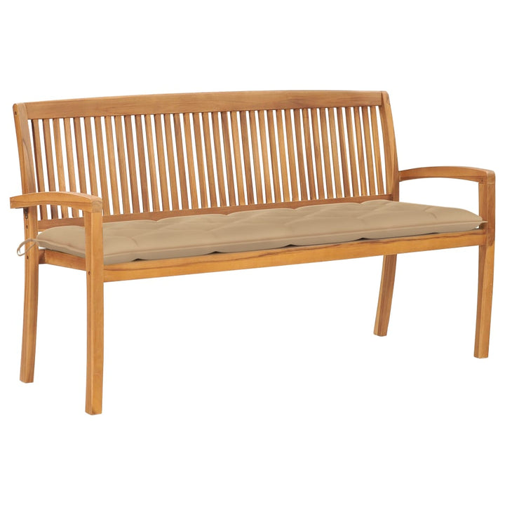 Stapelbar Trädgårdsbänk Med Dyna 159 Cm Massiv Teak