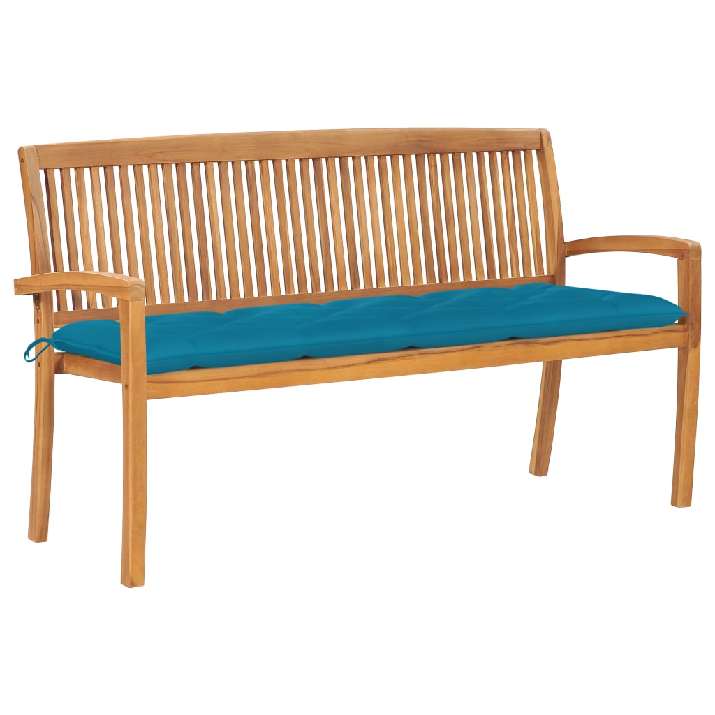 Stapelbar Trädgårdsbänk Med Dyna 128,5 Cm Massiv Teak