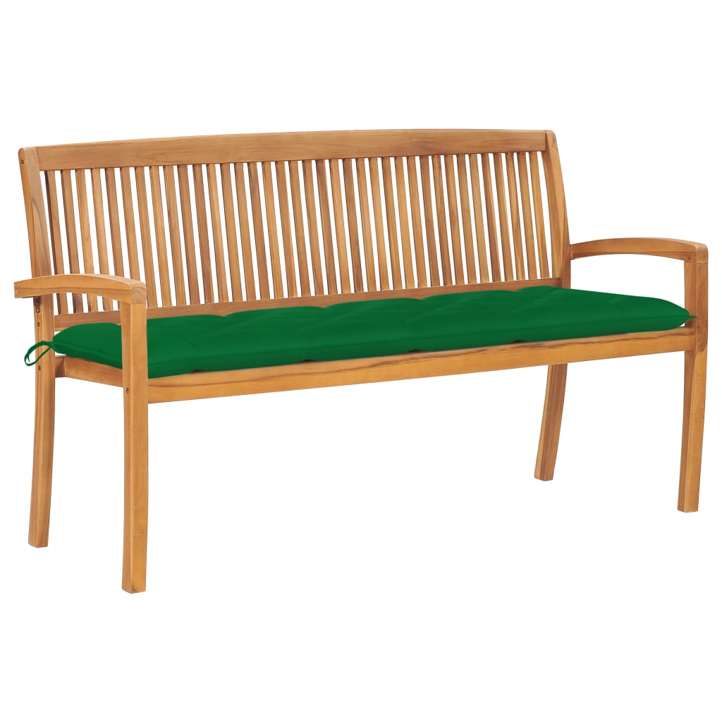 Stapelbar Trädgårdsbänk Med Dyna 128,5 Cm Massiv Teak