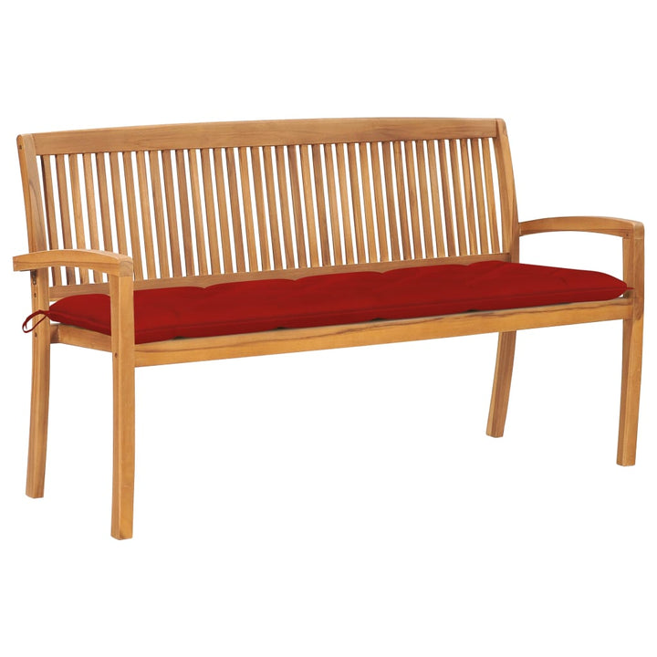 Stapelbar Trädgårdsbänk Med Dyna 128,5 Cm Massiv Teak