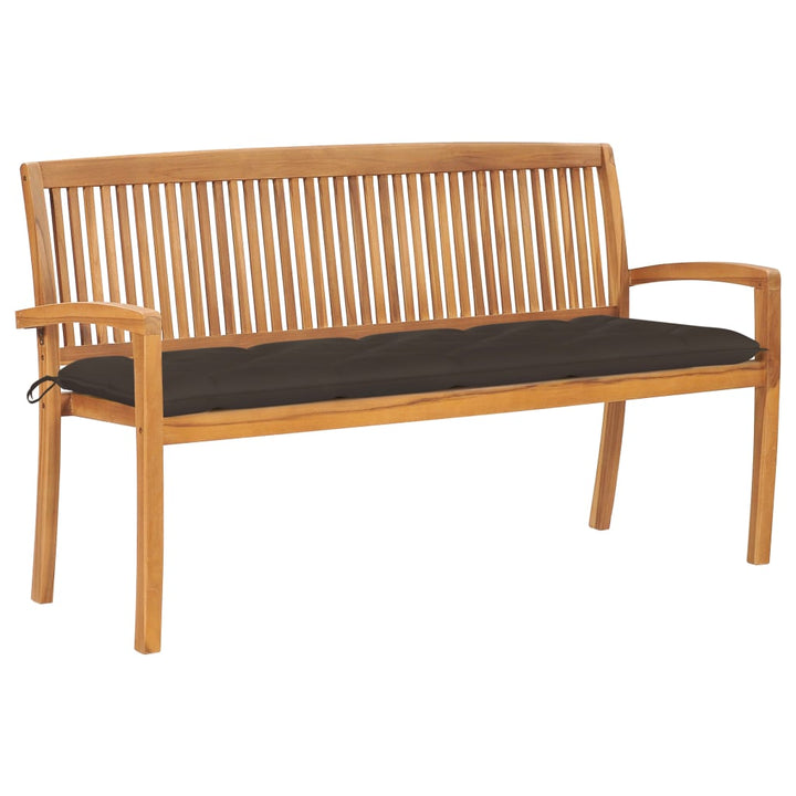 Stapelbar Trädgårdsbänk Med Dyna 128,5 Cm Massiv Teak
