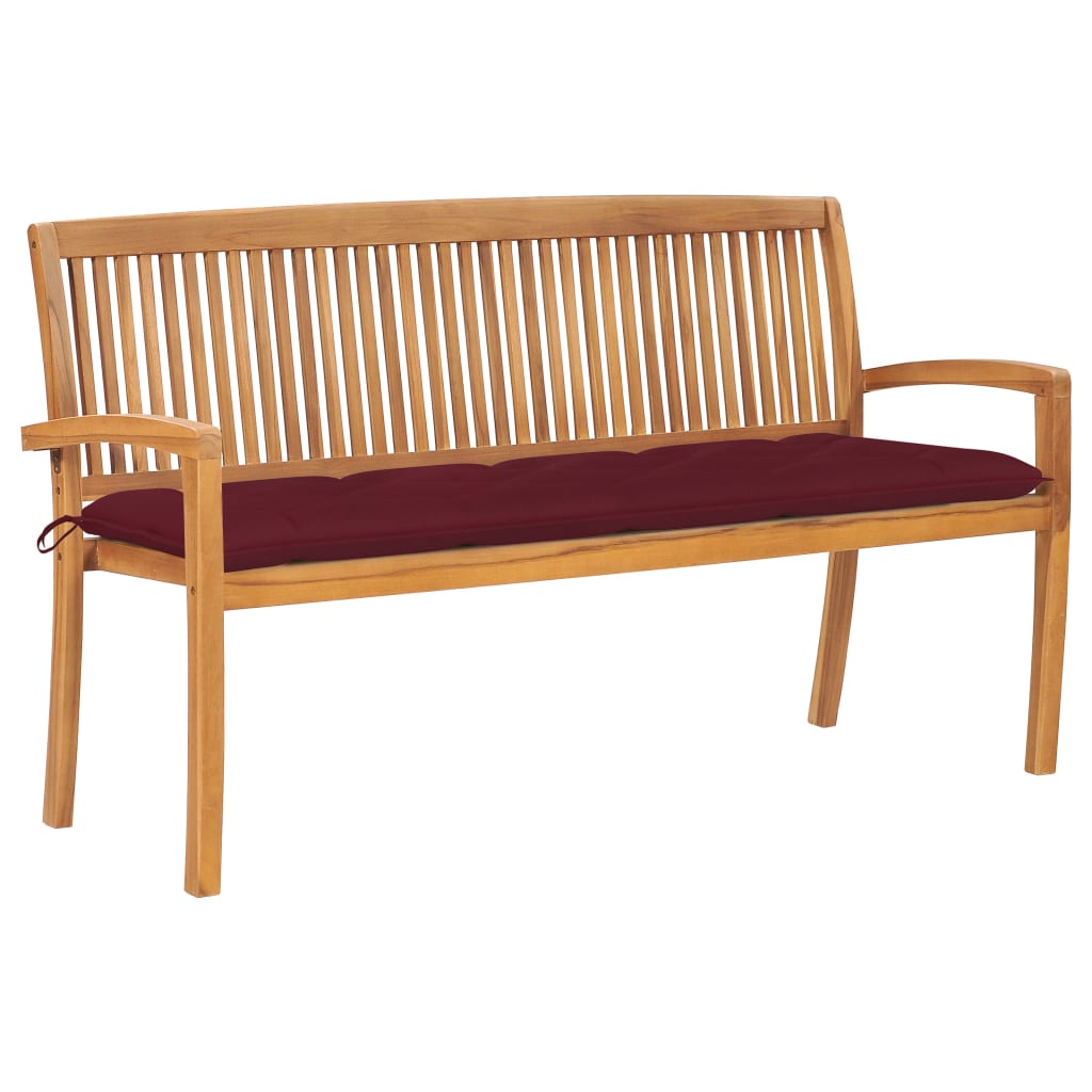 Stapelbar Trädgårdsbänk Med Dyna 128,5 Cm Massiv Teak