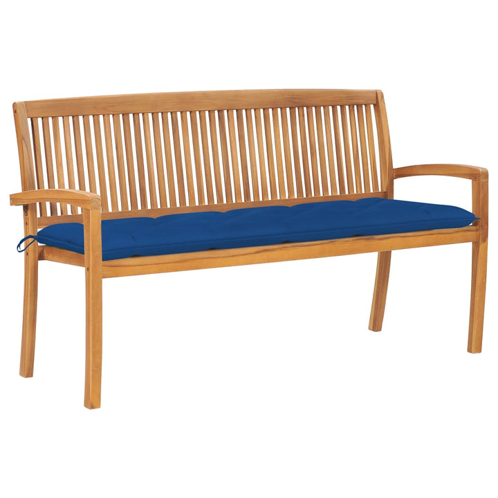 Stapelbar Trädgårdsbänk Med Dyna 128,5 Cm Massiv Teak