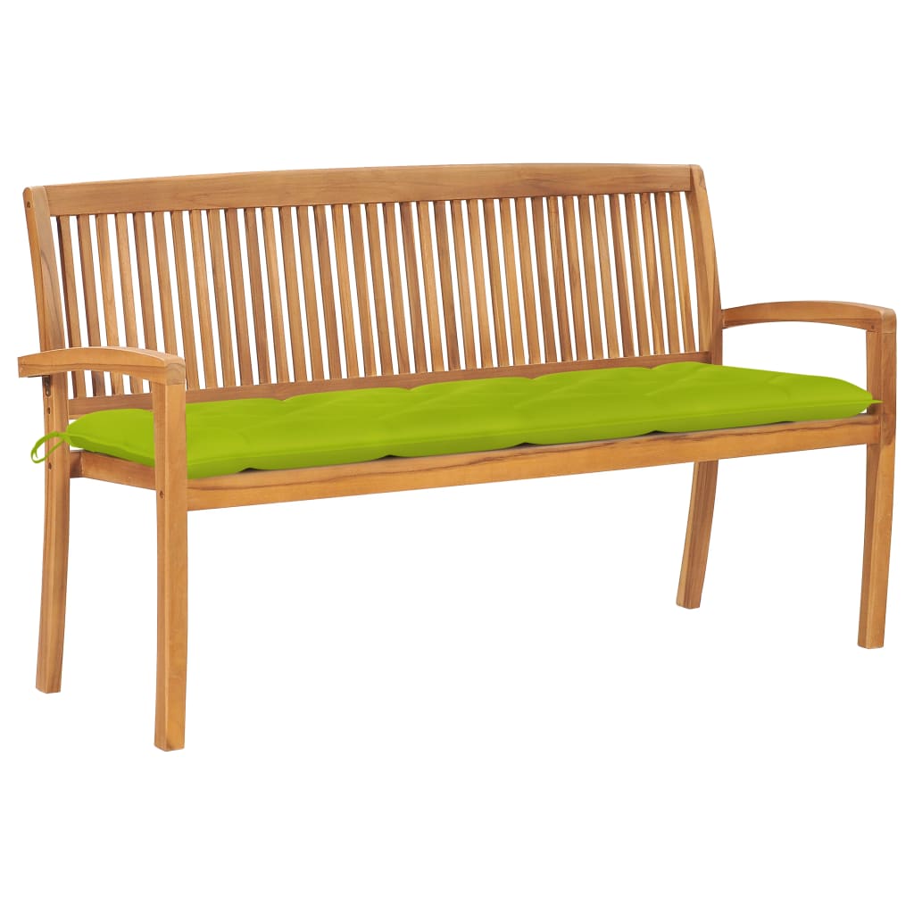 Stapelbar Trädgårdsbänk Med Dyna 159 Cm Massiv Teak