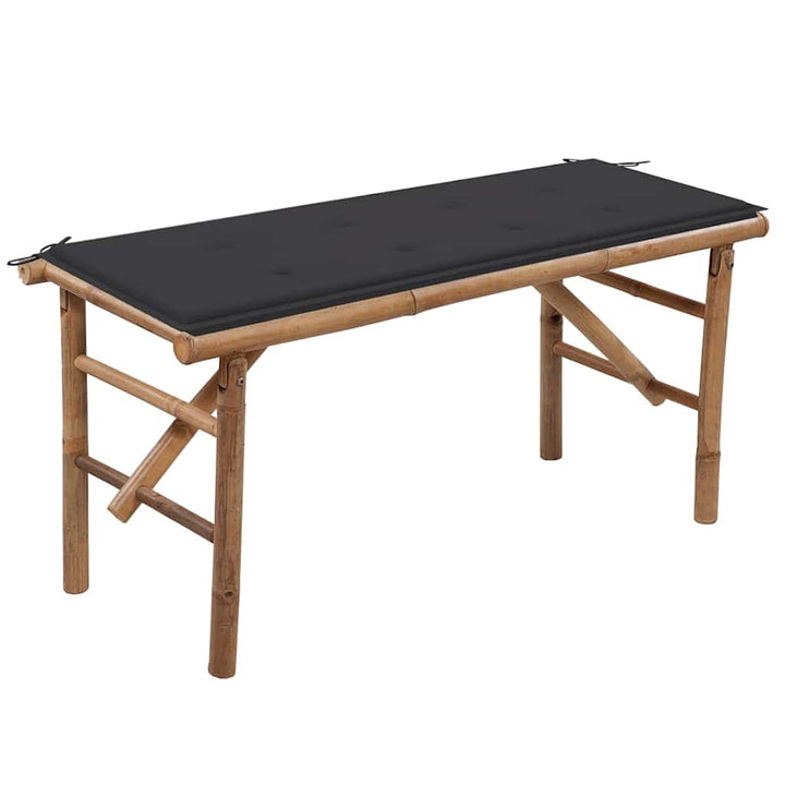 Hopfällbar Trädgårdsbänk Med Dyna 118 Cm Bambu
