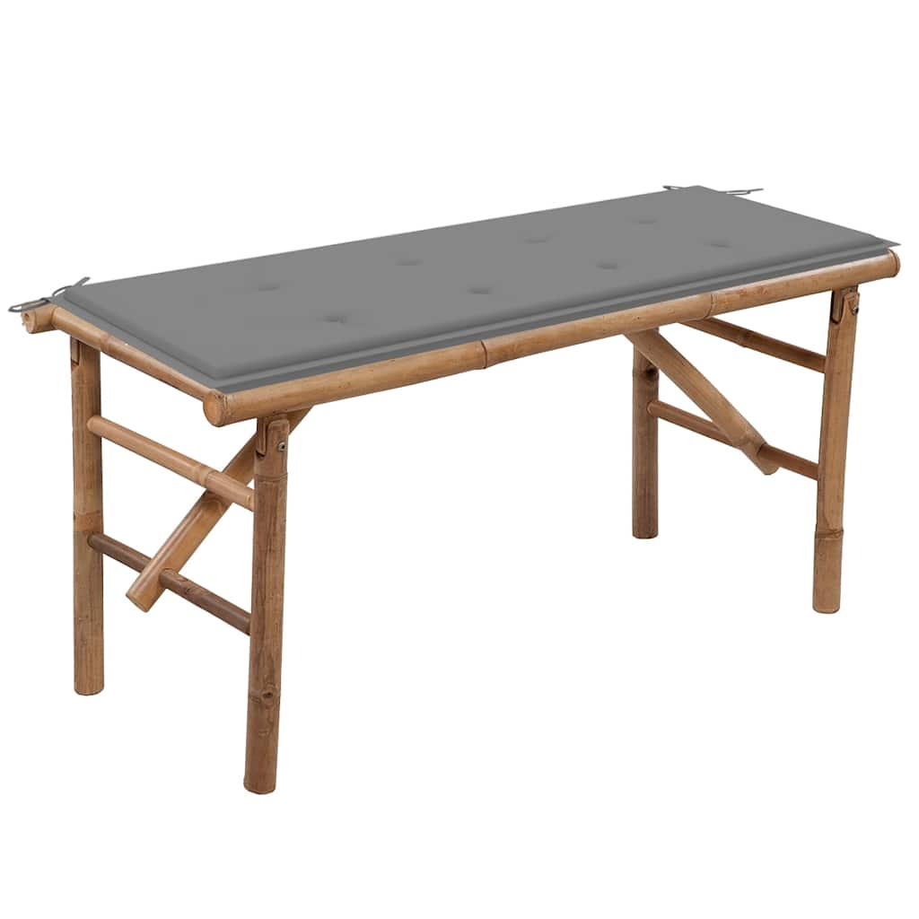 Hopfällbar Trädgårdsbänk Med Dyna 118 Cm Bambu