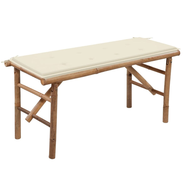 Hopfällbar Trädgårdsbänk Med Dyna 118 Cm Bambu