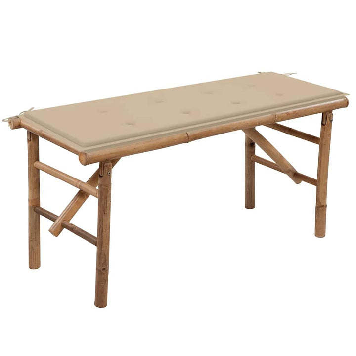 Hopfällbar Trädgårdsbänk Med Dyna 118 Cm Bambu