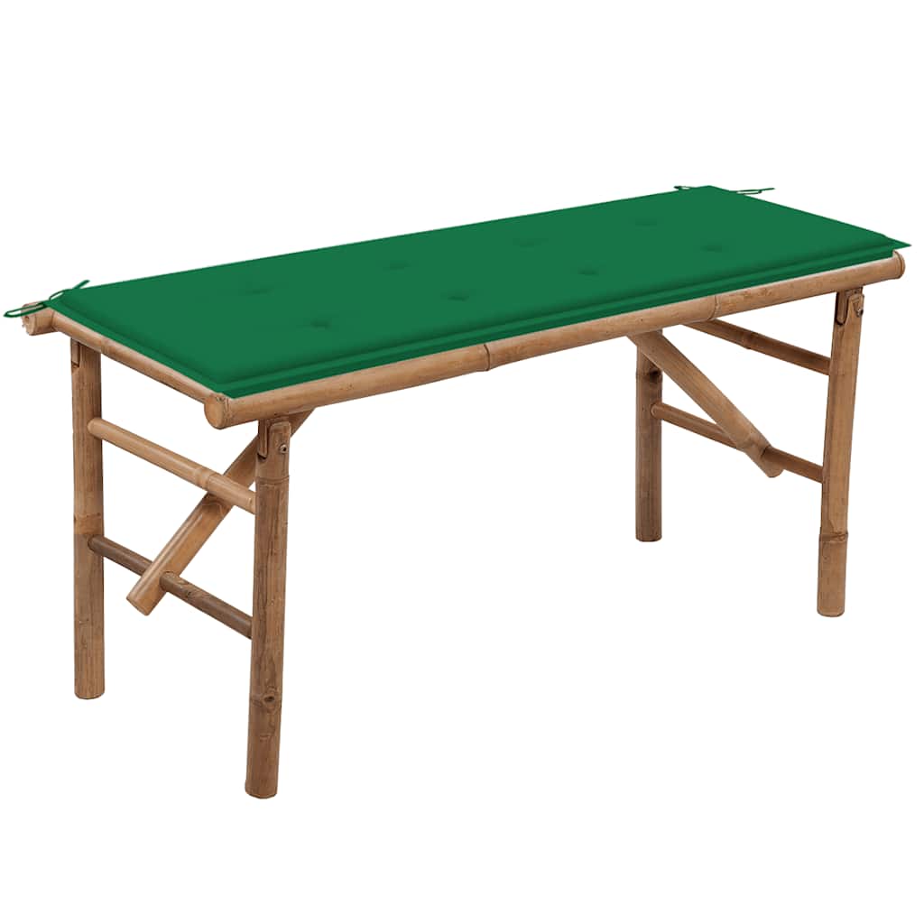 Hopfällbar Trädgårdsbänk Med Dyna 118 Cm Bambu