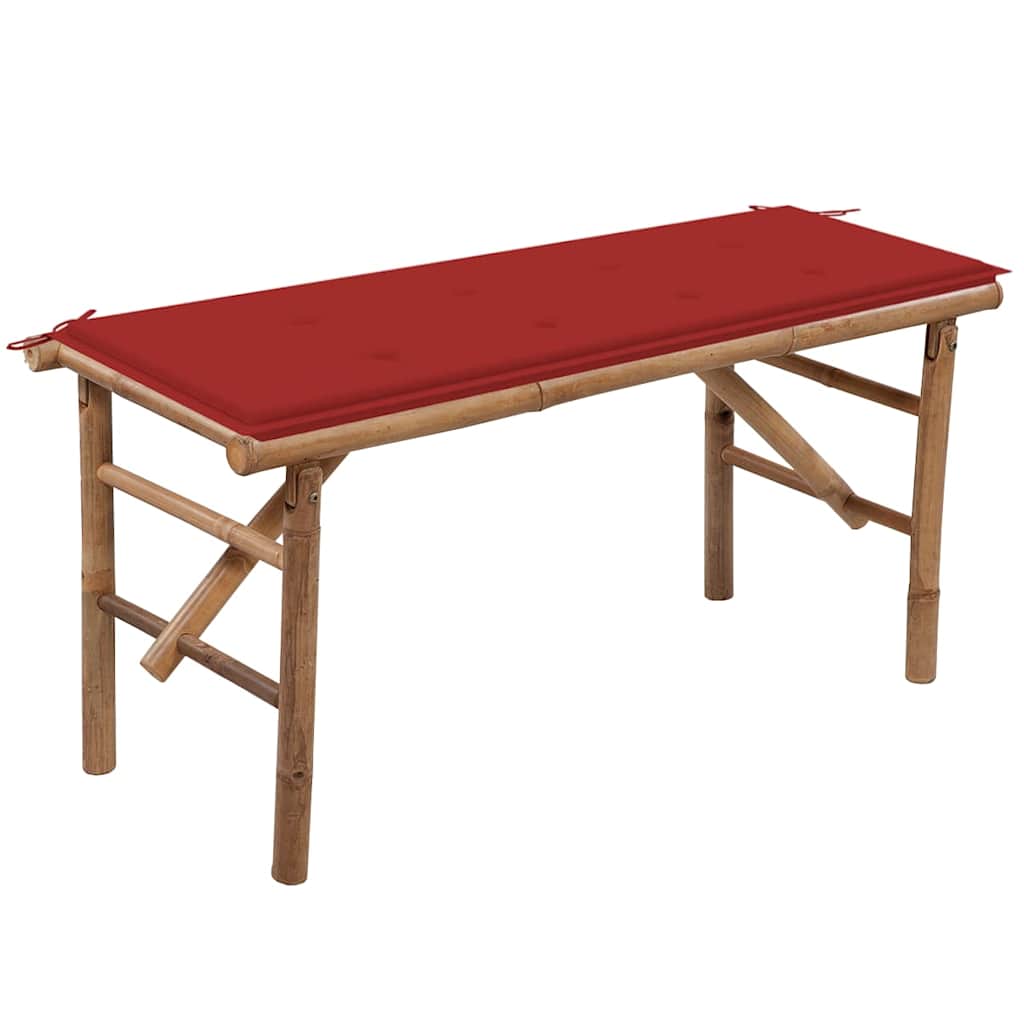Hopfällbar Trädgårdsbänk Med Dyna 118 Cm Bambu