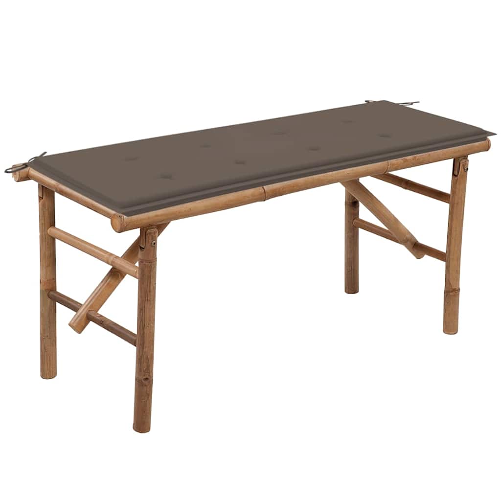 Hopfällbar Trädgårdsbänk Med Dyna 118 Cm Bambu