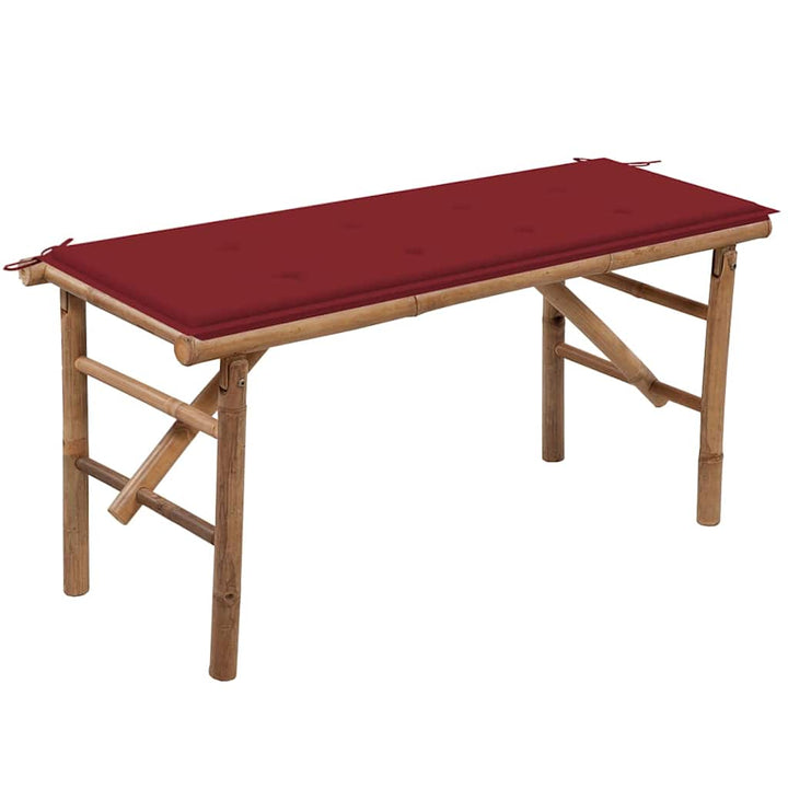 Hopfällbar Trädgårdsbänk Med Dyna 118 Cm Bambu
