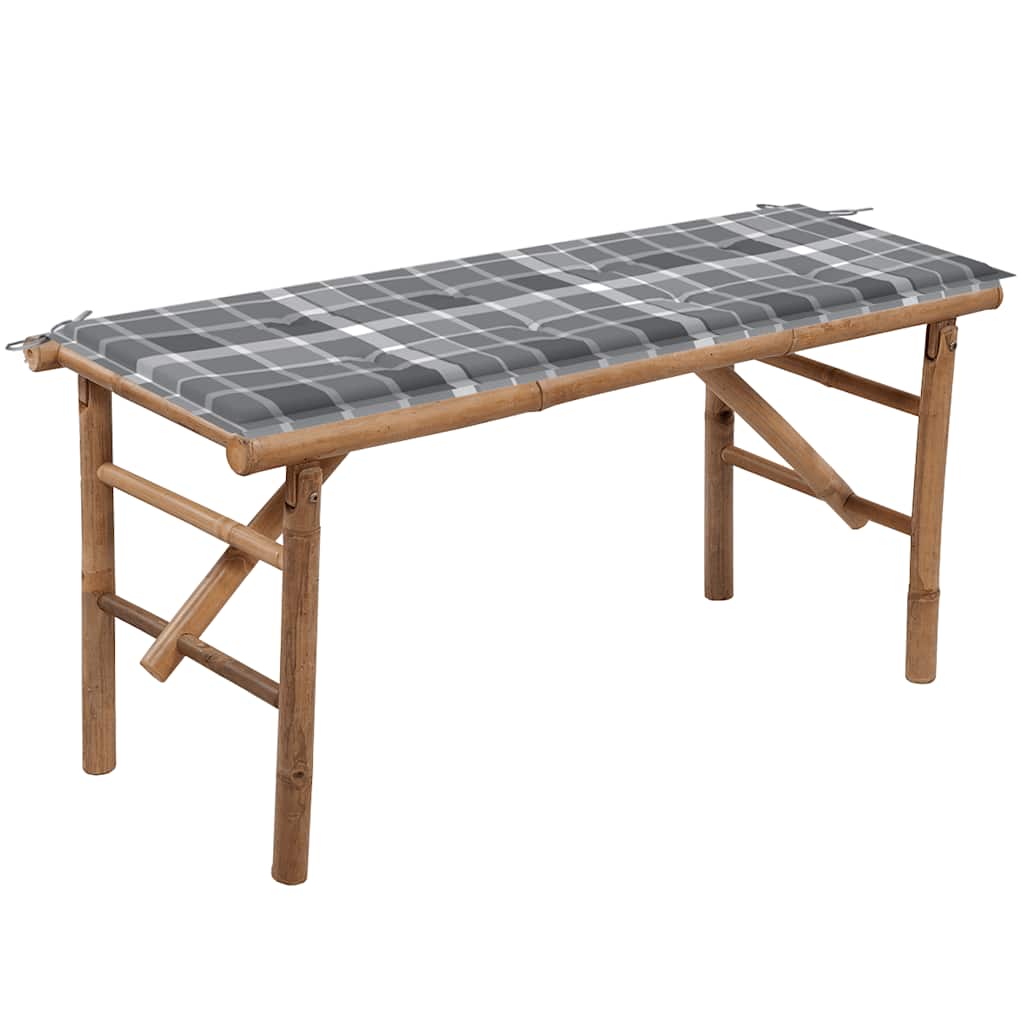 Hopfällbar Trädgårdsbänk Med Dyna 118 Cm Bambu
