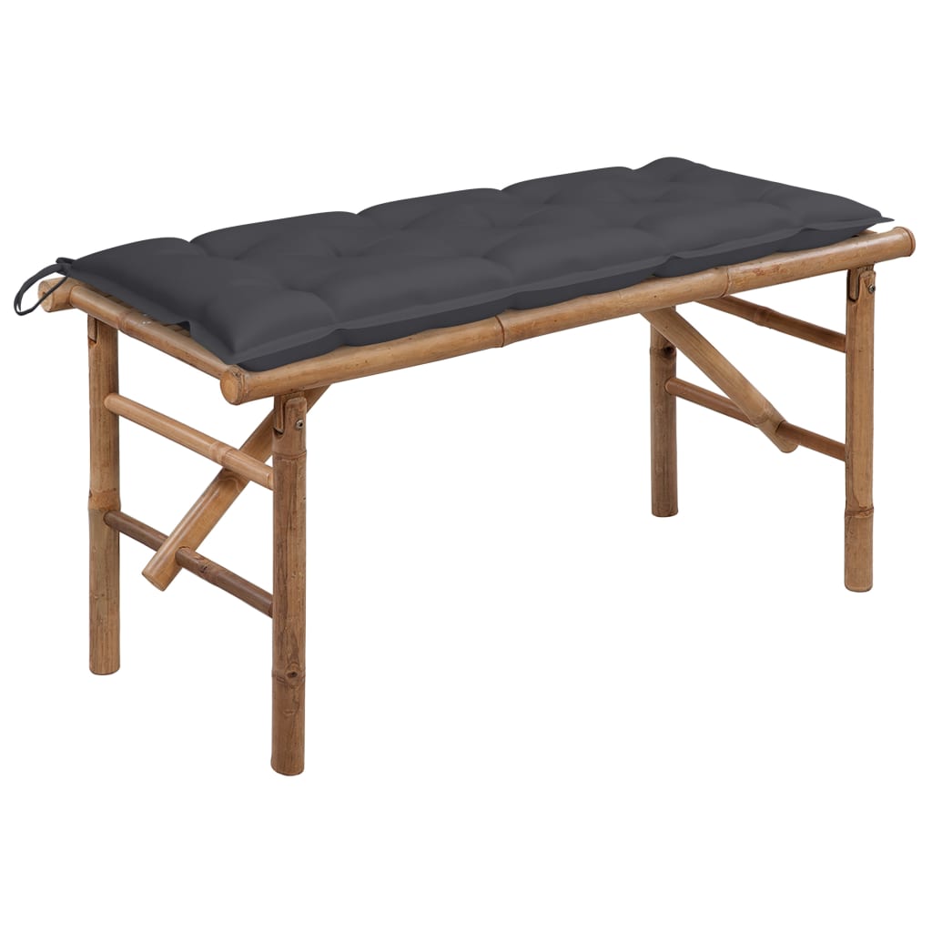 Hopfällbar Trädgårdsbänk Med Dyna 118 Cm Bambu