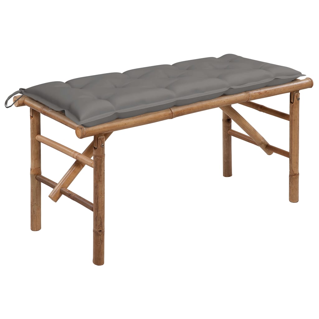 Hopfällbar Trädgårdsbänk Med Dyna 118 Cm Bambu
