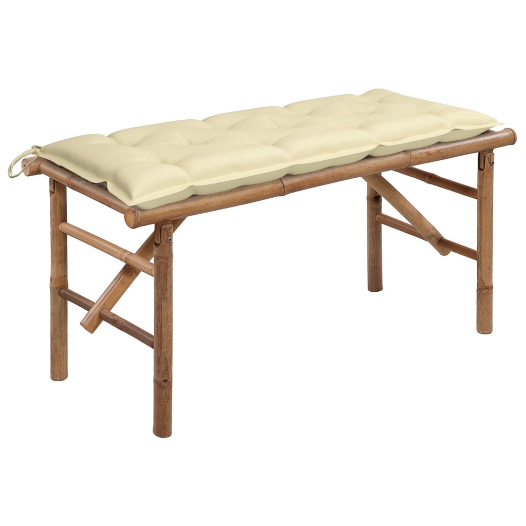 Hopfällbar Trädgårdsbänk Med Dyna 118 Cm Bambu