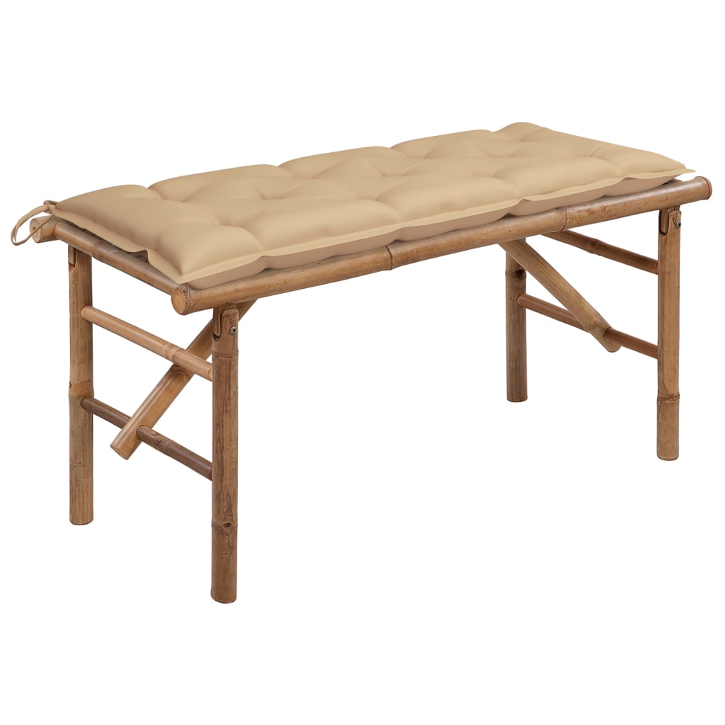 Hopfällbar Trädgårdsbänk Med Dyna 118 Cm Bambu