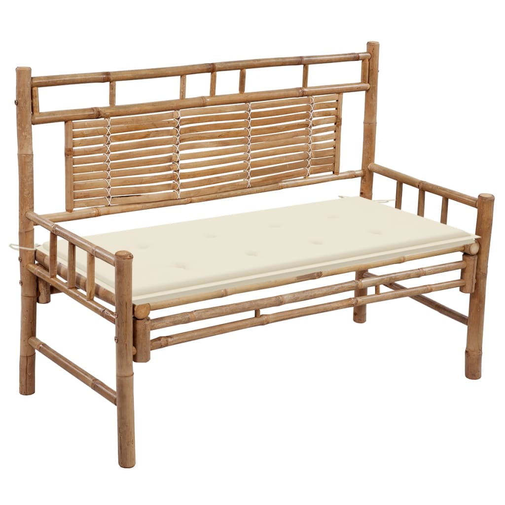 Trädgårdsbänk Med Dyna 120 Cm Bambu