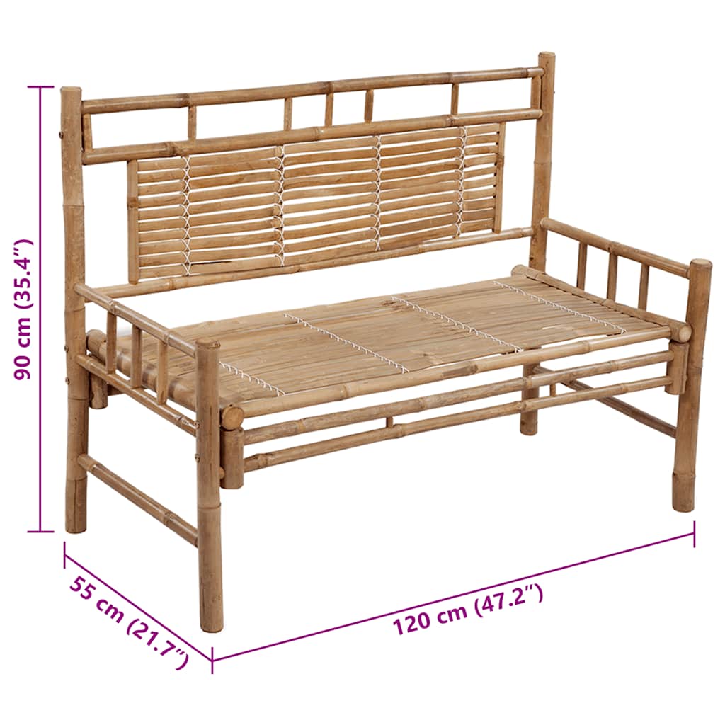 Trädgårdsbänk Med Dyna 120 Cm Bambu
