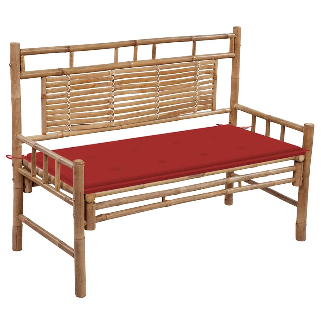 Trädgårdsbänk Med Dyna 120 Cm Bambu
