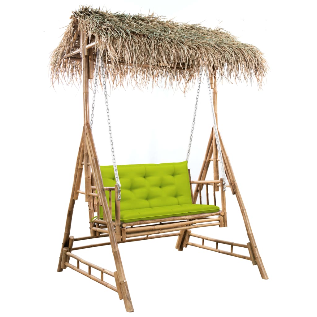 2-Sits Hammock Med Palmblad Och Dynor Bambu 202 Cm