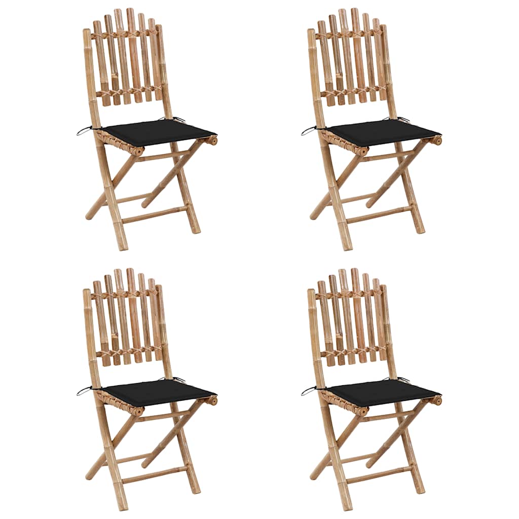 Hopfällbar Matgrupp För Trädgården Med Dynor 5 Delar Bambu