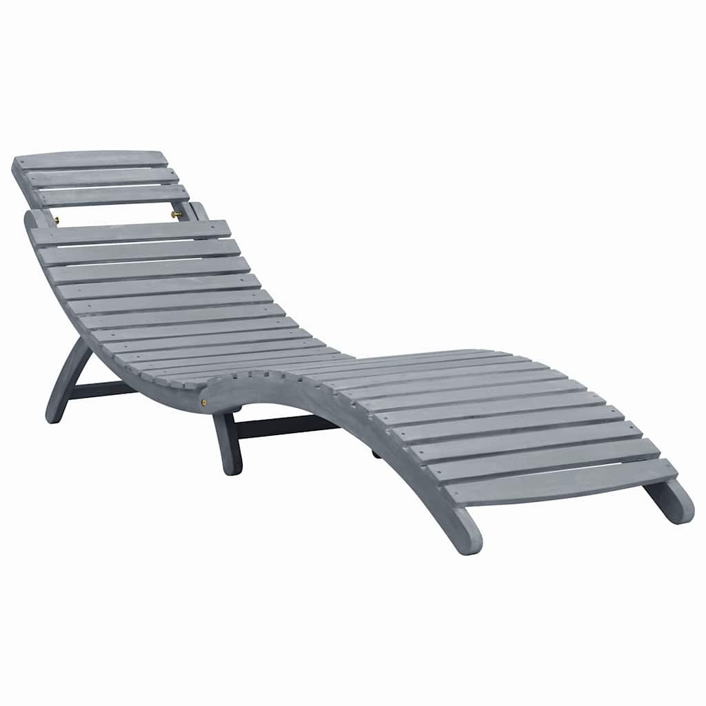 Solsäng Med Dyna Grå Massivt Akaciaträ