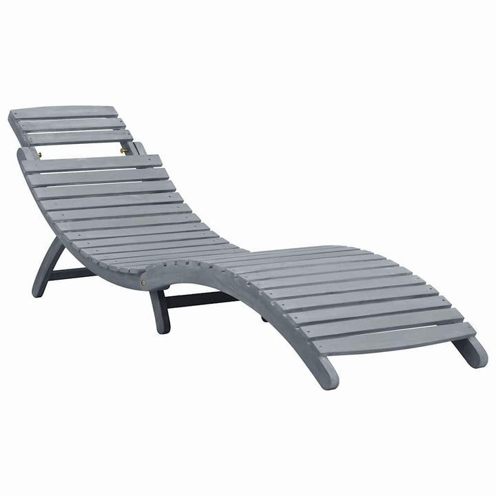Solsäng Med Dyna Grå Massivt Akaciaträ