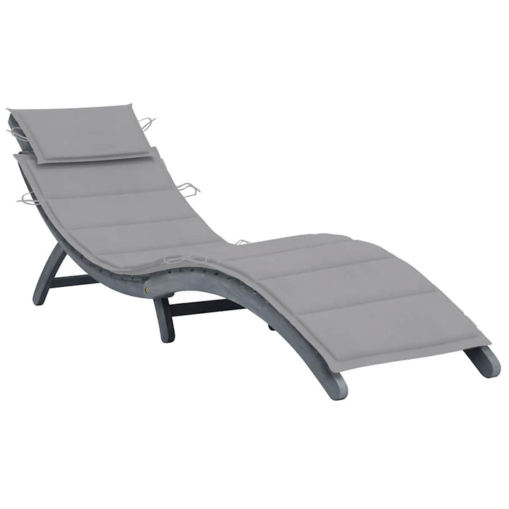 Solsäng Med Dyna Grå Massivt Akaciaträ