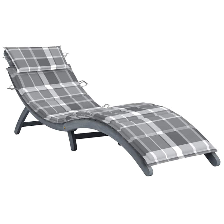 Solsäng Med Dyna Grå Massivt Akaciaträ