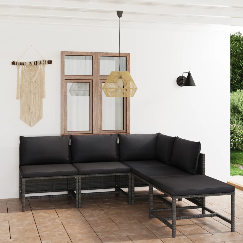 Loungegrupp För Trädgården Med Dynor 7 Delar Konstrotting